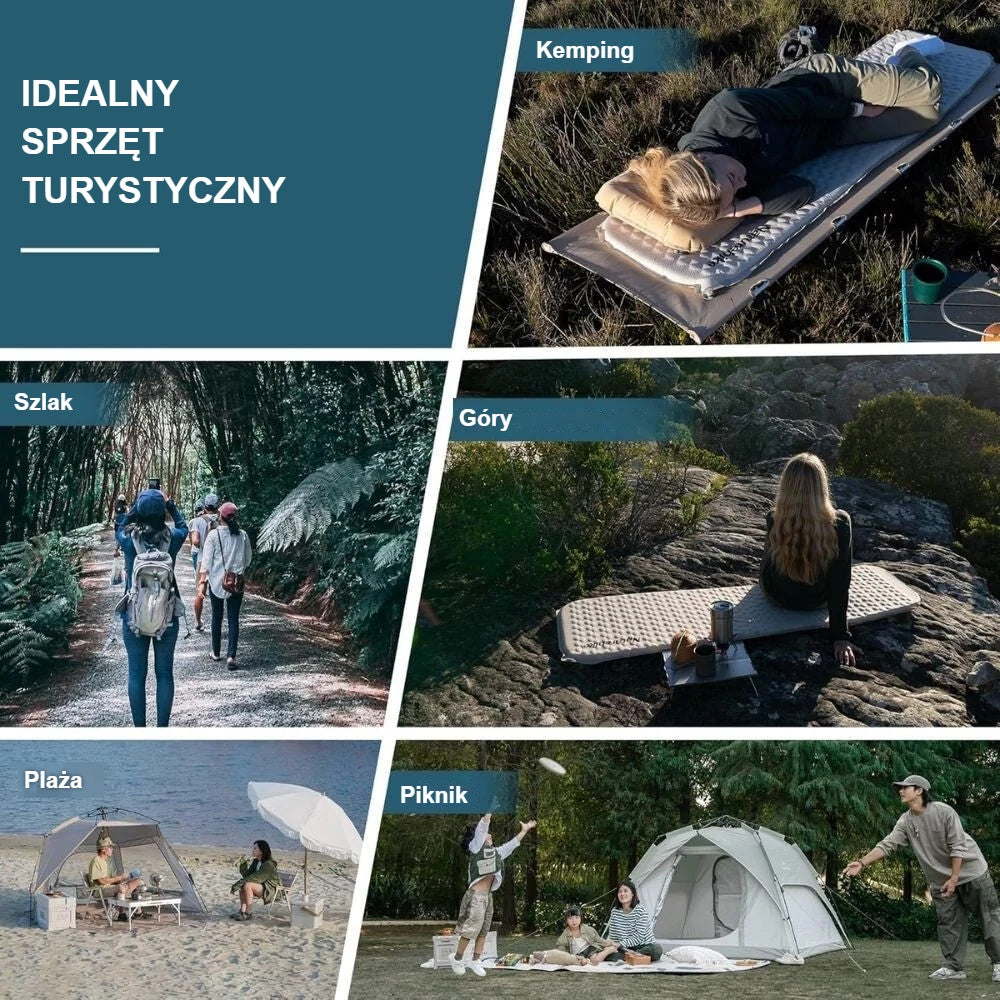 Materac turystyczny na kemping, wędrówki, w góry, na plażę i piknik