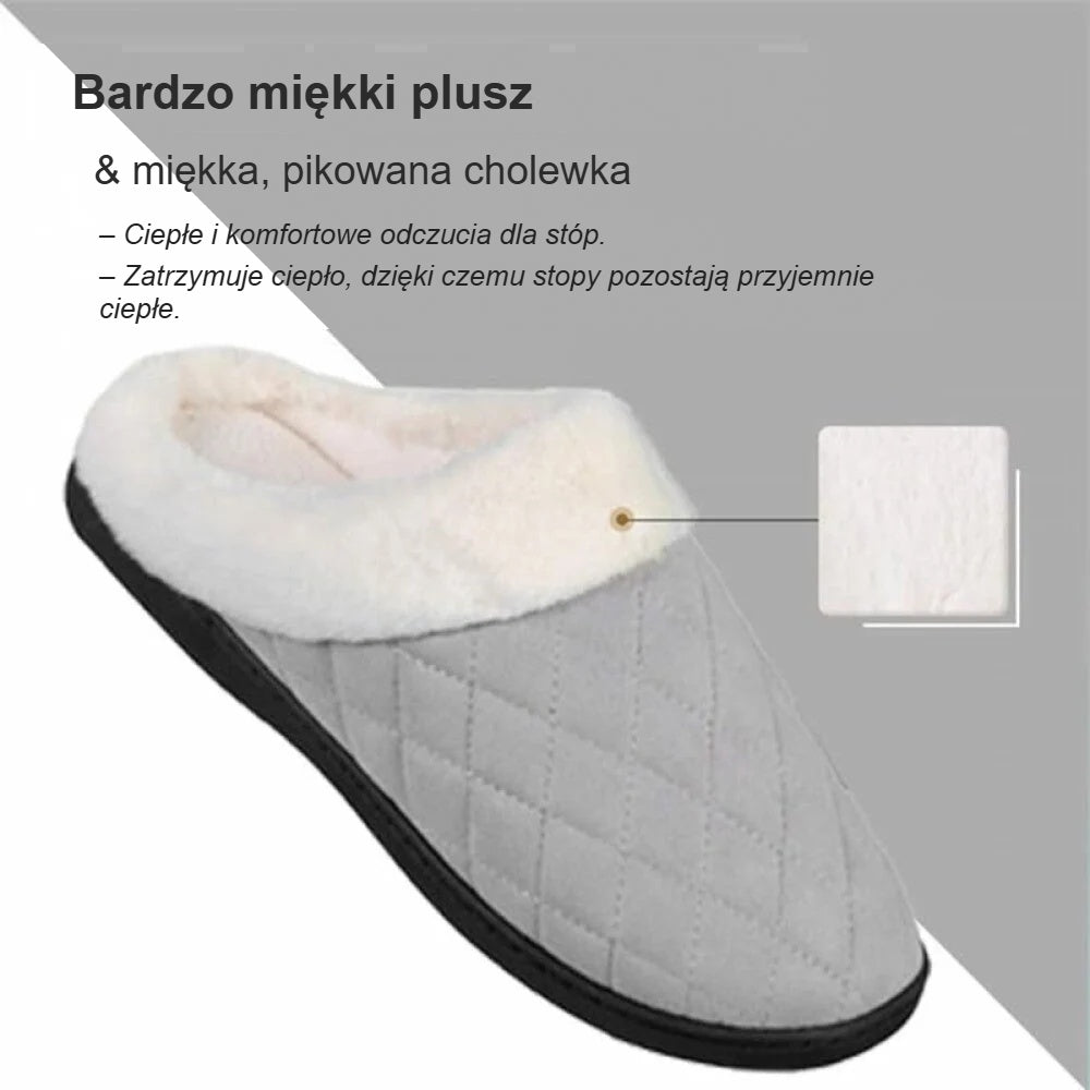 Miękka podszewka z polaru koralowego i pikowana cholewka kapci
