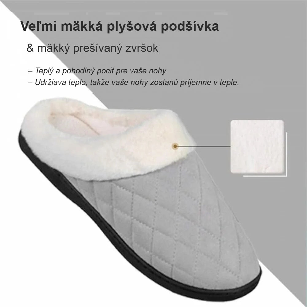 Mäkká podšívka z koralového flísu a prešívaný zvršok papúč