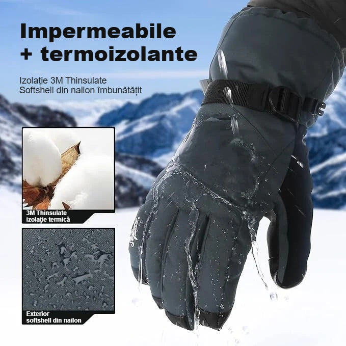 Mănuși de schi impermeabile cu izolație 3M Thinsulate, cu picături de apă