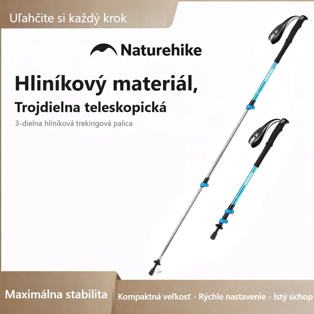 Trojdielna teleskopická trekingová palica Naturehike na bielom pozadí
