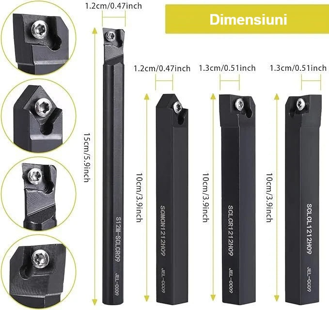 Lungimea și dimensiunile suporturilor pentru cuțite de strung