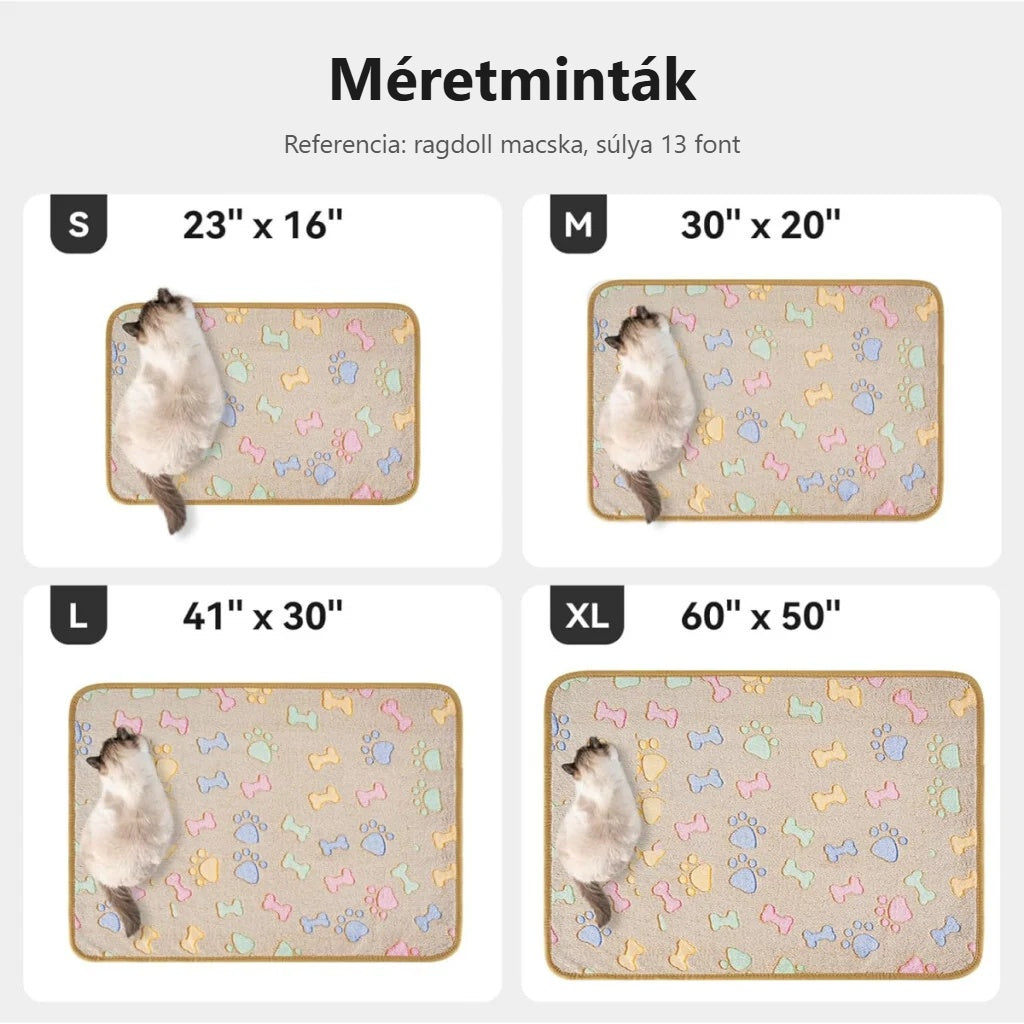 Kisállattakaró méretminták összehasonlítása
