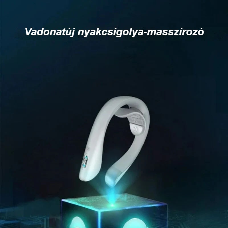 Fehér nyakcsigolya-masszírozó kék fényben
