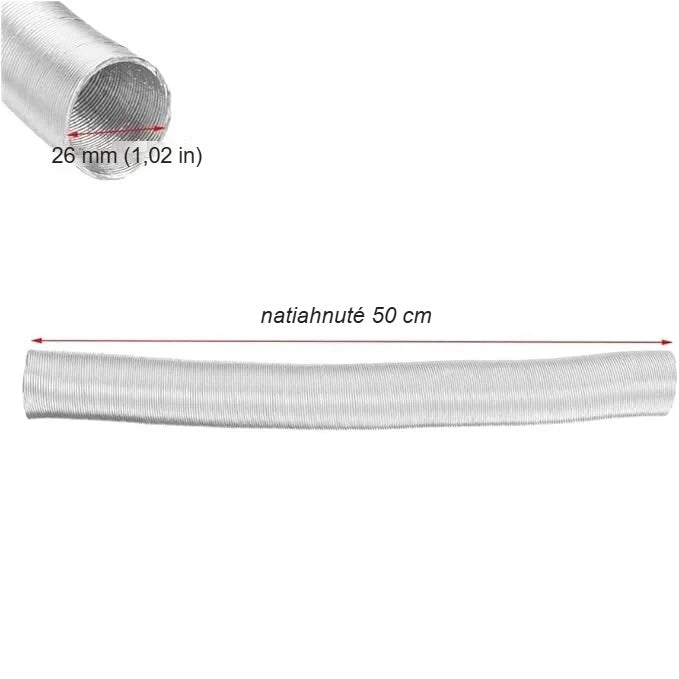 Rozmery výfukového potrubia pre parkovacie kúrenie: priemer 26 mm, dĺžka 50 cm