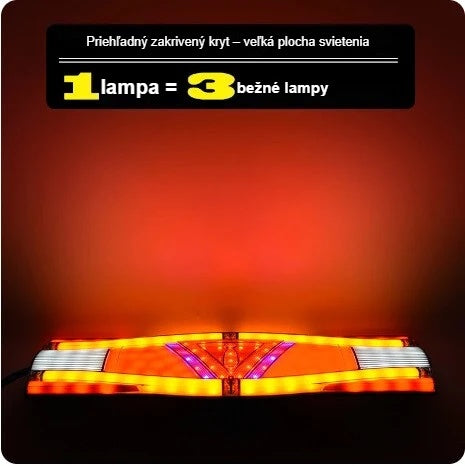 Svietiaca LED zadná lampa so zakriveným priehľadným krytom