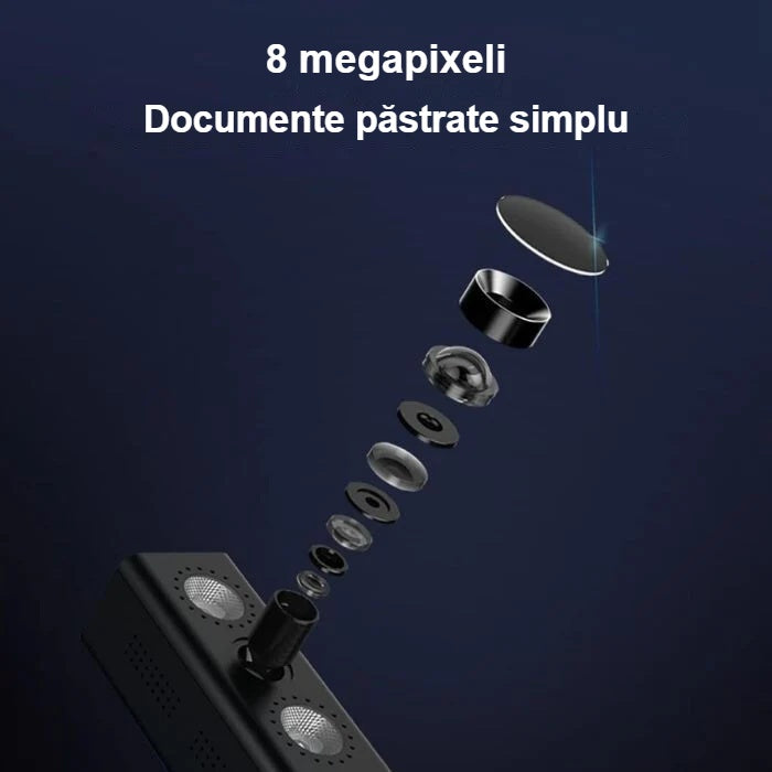 Capul cu cameră de 8 megapixeli și straturile lentilei scanerului de documente
