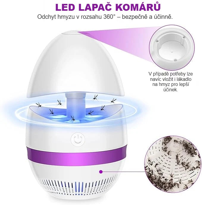 Jak funguje LED lapač komárů: odchyt hmyzu a sběrná nádobka