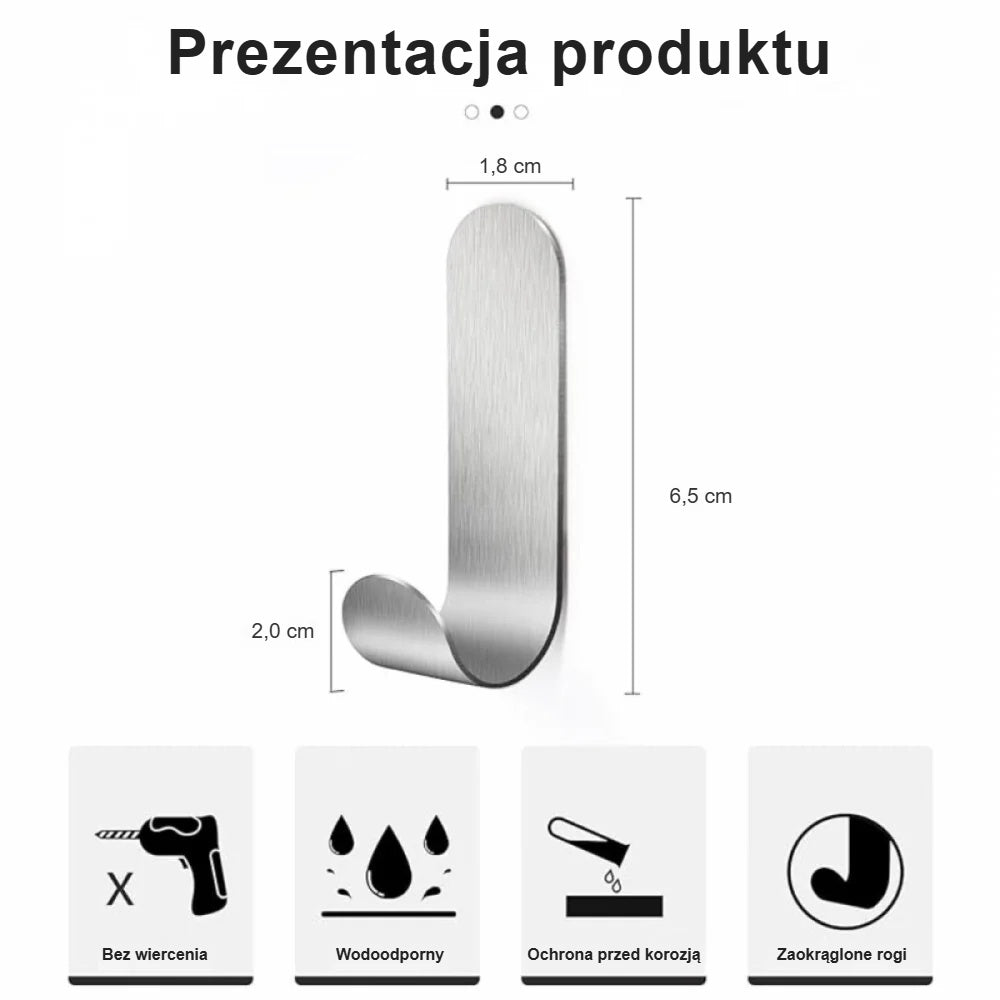 Wymiary samoprzylepnego haczyka, montaż bez wiercenia, wodoodporny