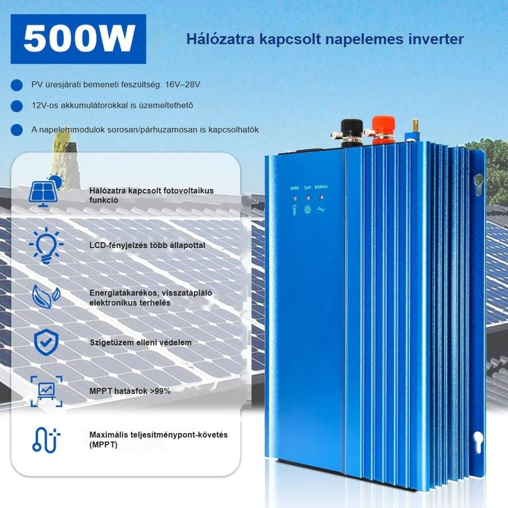 500 W hálózatra kapcsolt inverter főbb funkciói