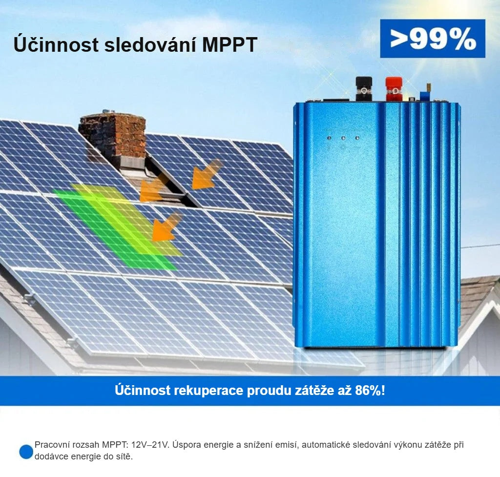 Účinnost MPPT nad 99 %, schéma se solárními panely
