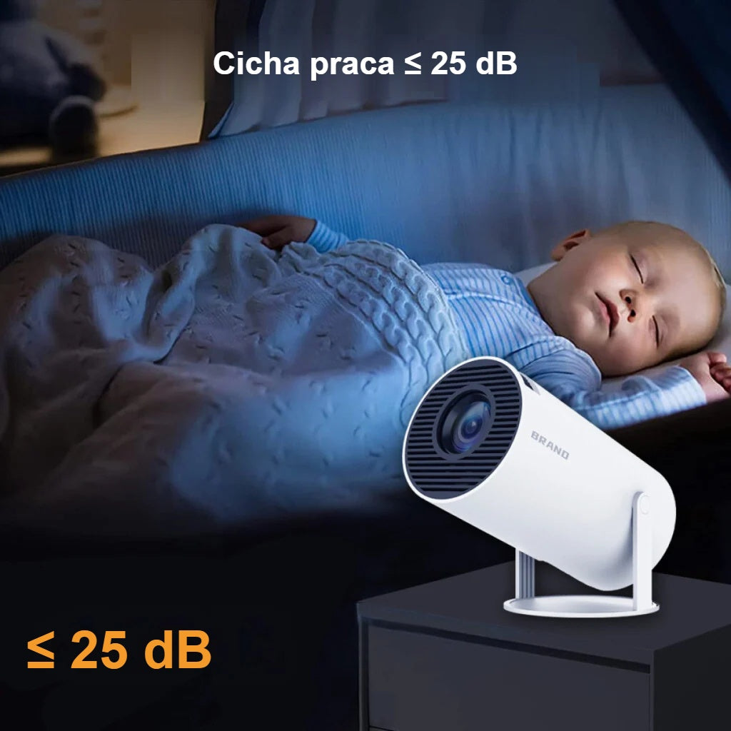 Cichy mini projektor do 25 dB w sypialni