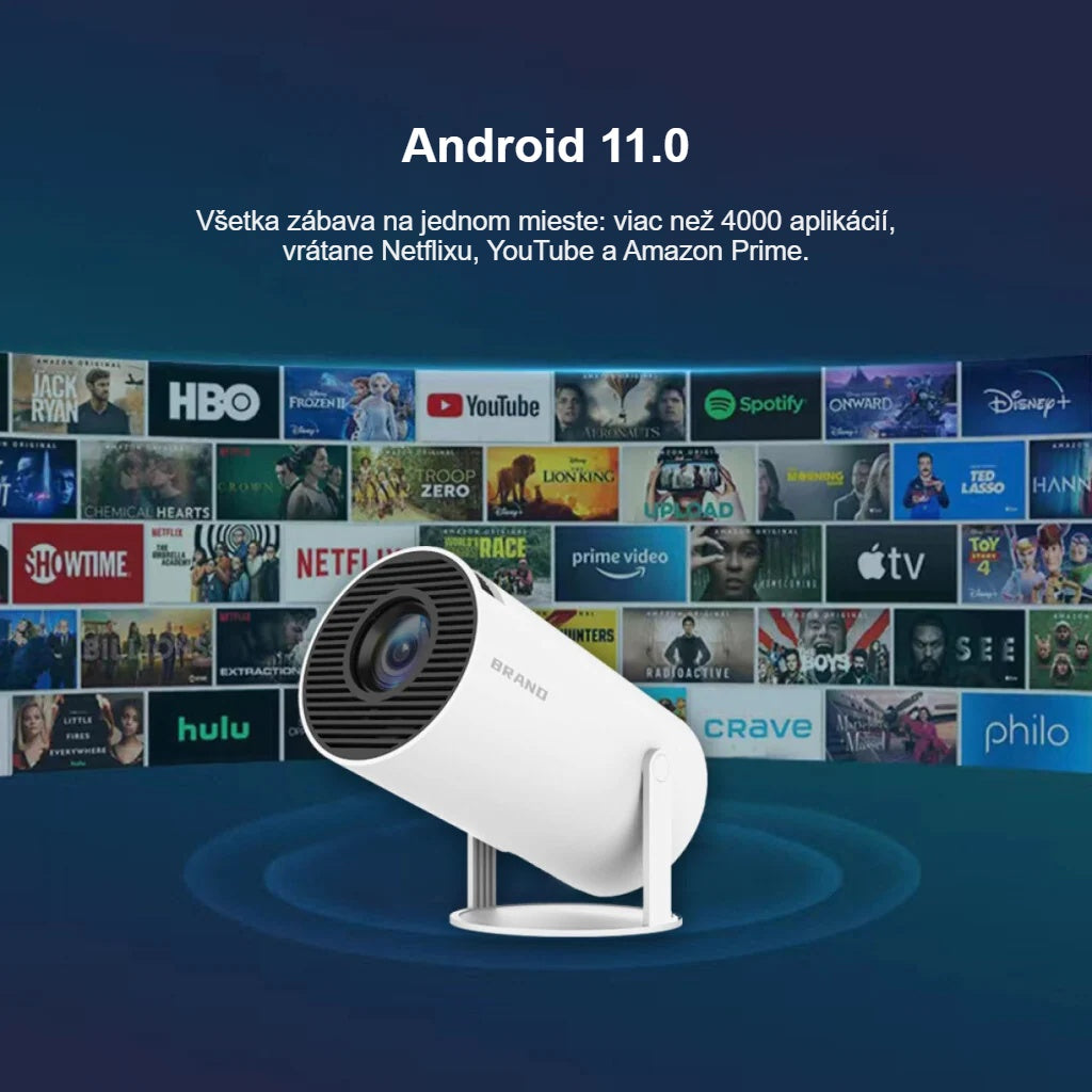 Mini projektor so systémom Android 11 a aplikáciami