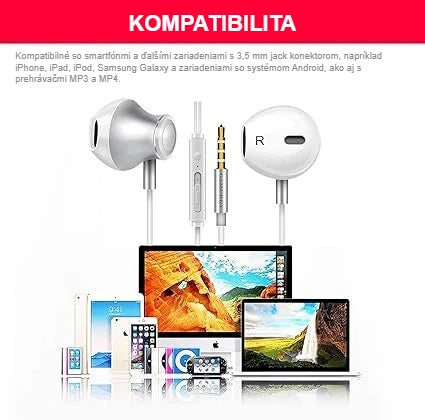 Kompatibilné zariadenia slúchadiel: telefón, tablet, notebook, prehrávač hudby