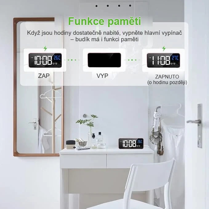 Ukázky displeje s funkcí paměti digitálních hodin