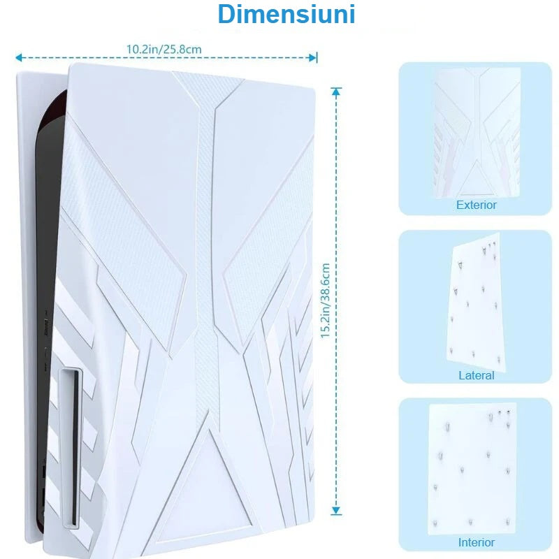 Dimensiunile panoului frontal PS5, din exterior, lateral și interior