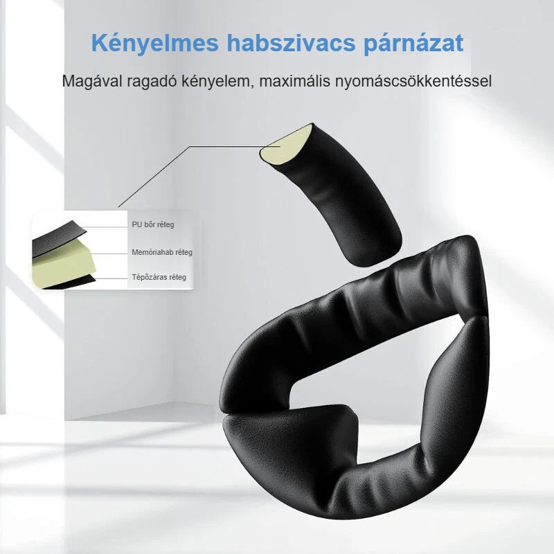 VR fejpánt párnázata: PU bőr, memóriahab és tépőzáras réteg