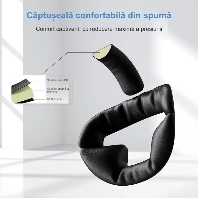 Căptușeala curelei de cap VR: piele PU, spumă cu memorie și strat cu arici