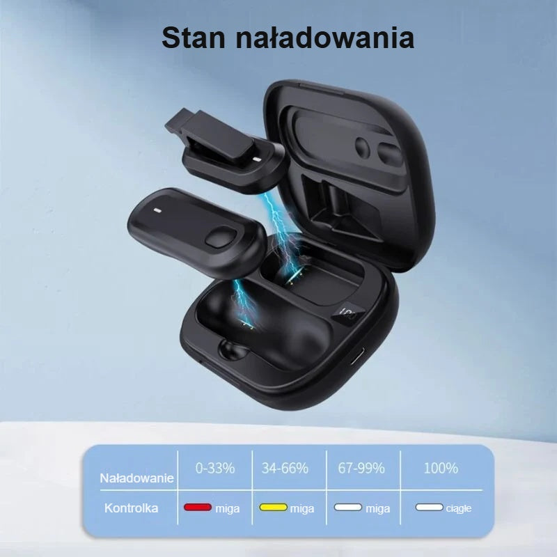 Etui ładujące pilota z kontrolką naładowania i tabelą sygnałów