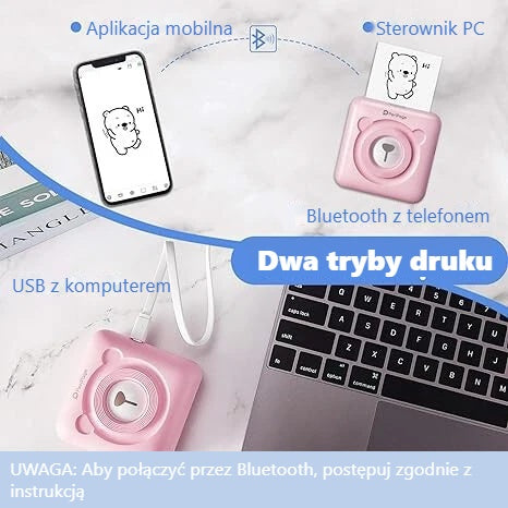 Mini drukarka z Bluetooth i USB – druk z telefonu i komputera
