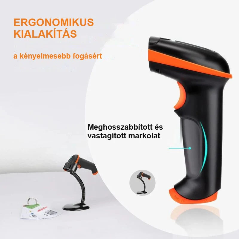 Vonalkódolvasó meghosszabbított, vastagított ergonomikus markolata