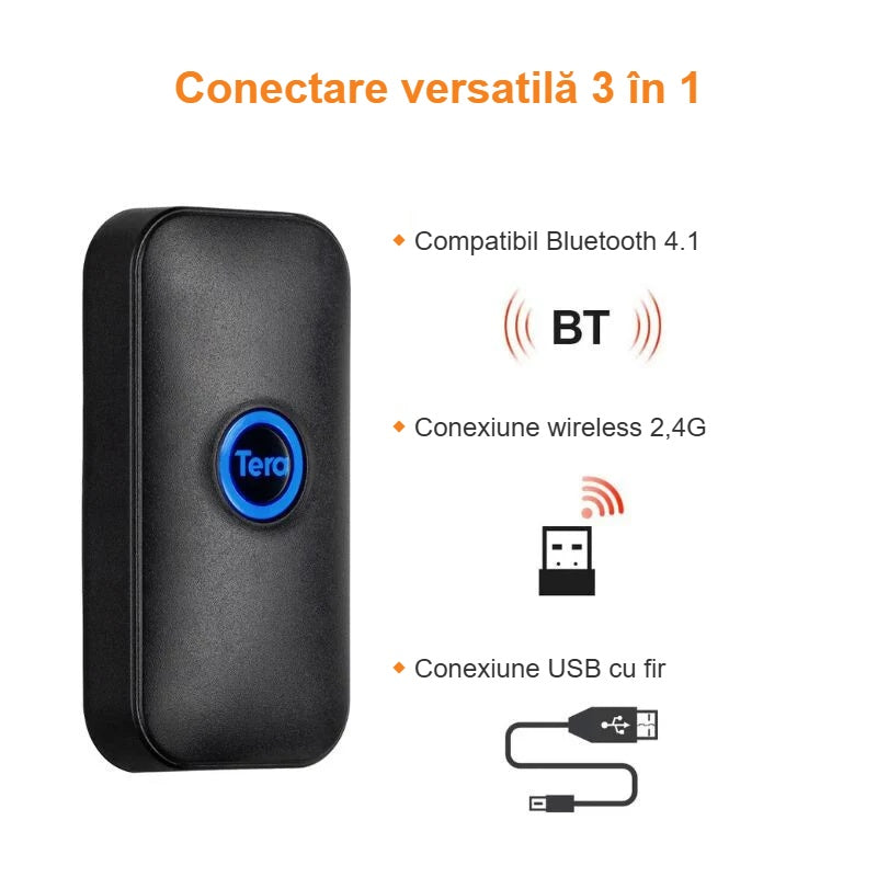 Conexiunile Bluetooth, 2,4G și USB ale cititorului de coduri de bare