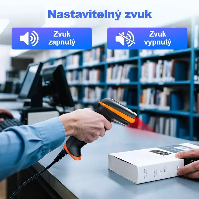 Zapínatelná a vypínatelná zvuková signalizace čtečky čárových kódů