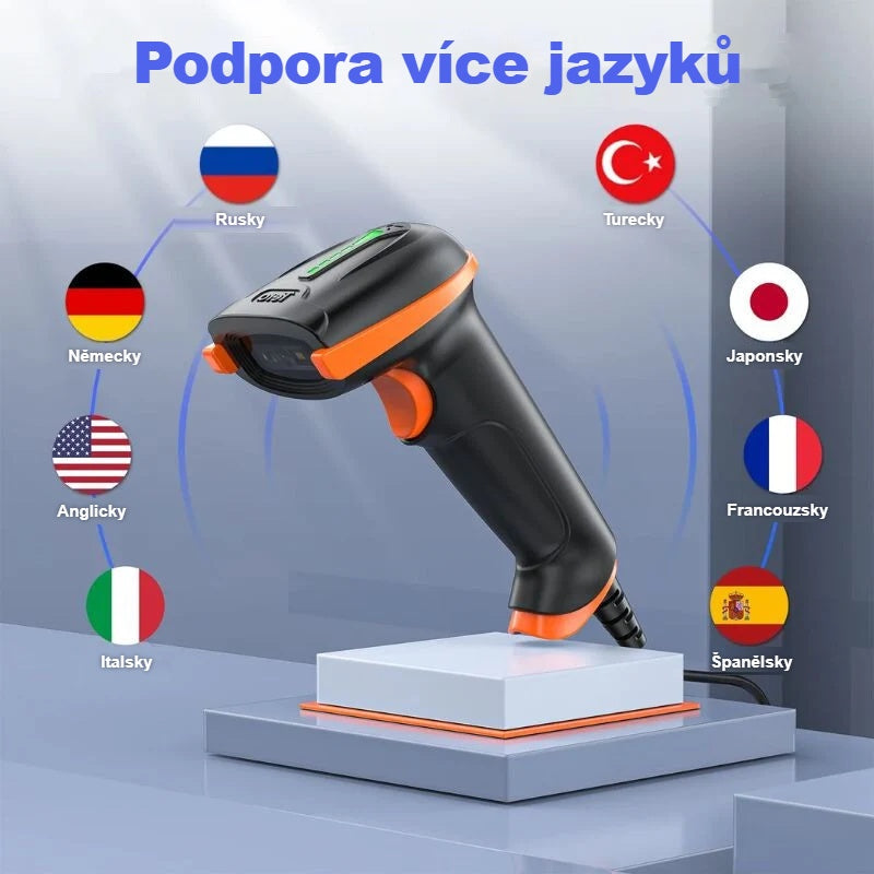 Podporované jazyky klávesnice čtečky čárových kódů s vlajkami