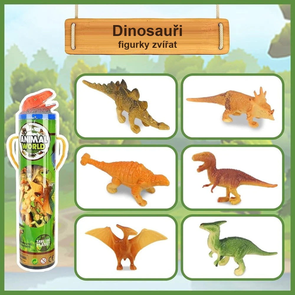 Tuba s dinosaury a figurky dinosaurů