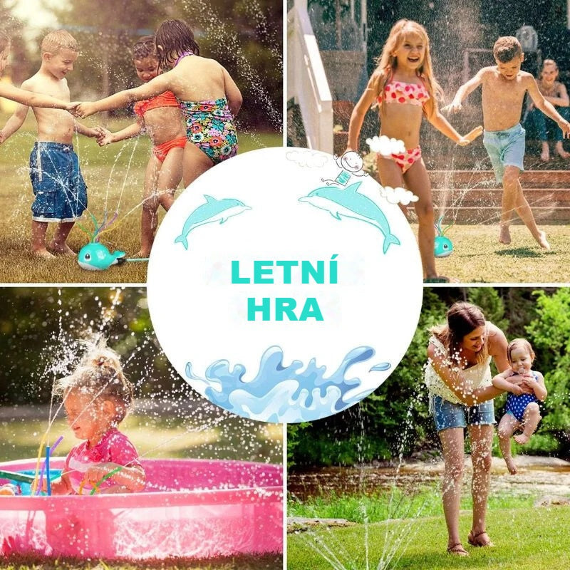 Letní hra s vodní hračkou na zahradě – koláž s dětmi