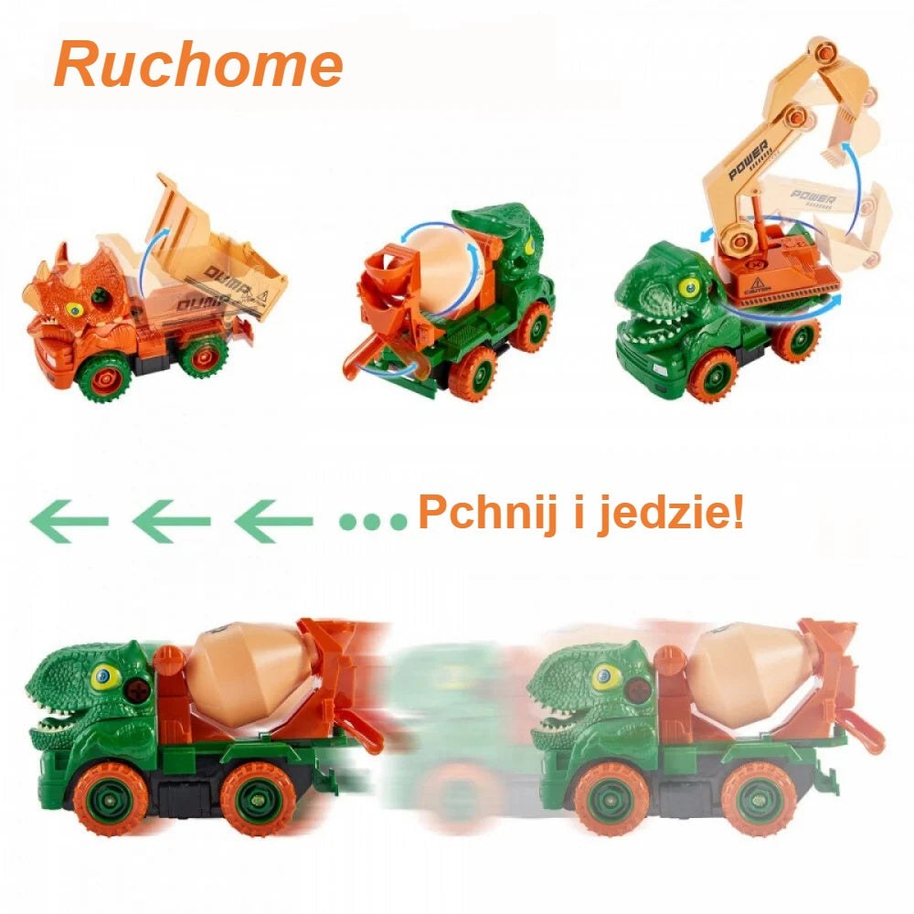 Dinozaury pojazdy budowlane jadą po pchnięciu