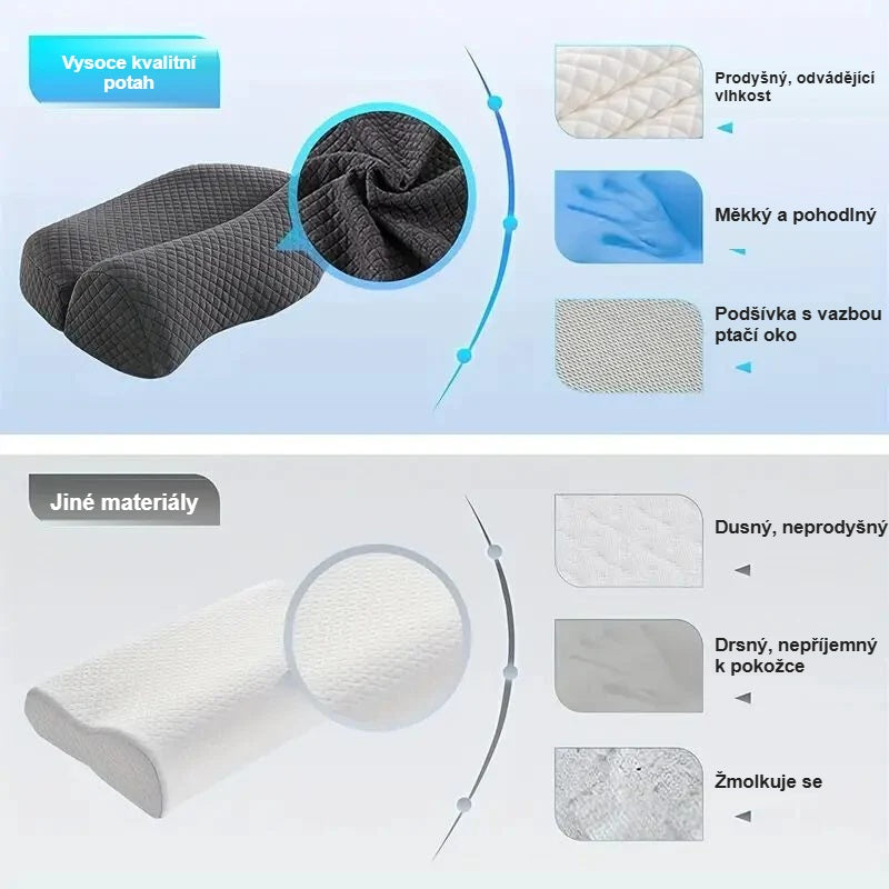 Prodyšný šedý potah polštáře ve srovnání s jinými materiály