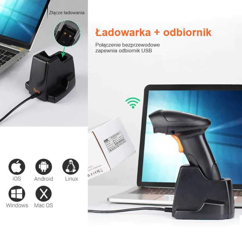 Podstawka dokująca jako ładowarka i odbiornik USB, z laptopem