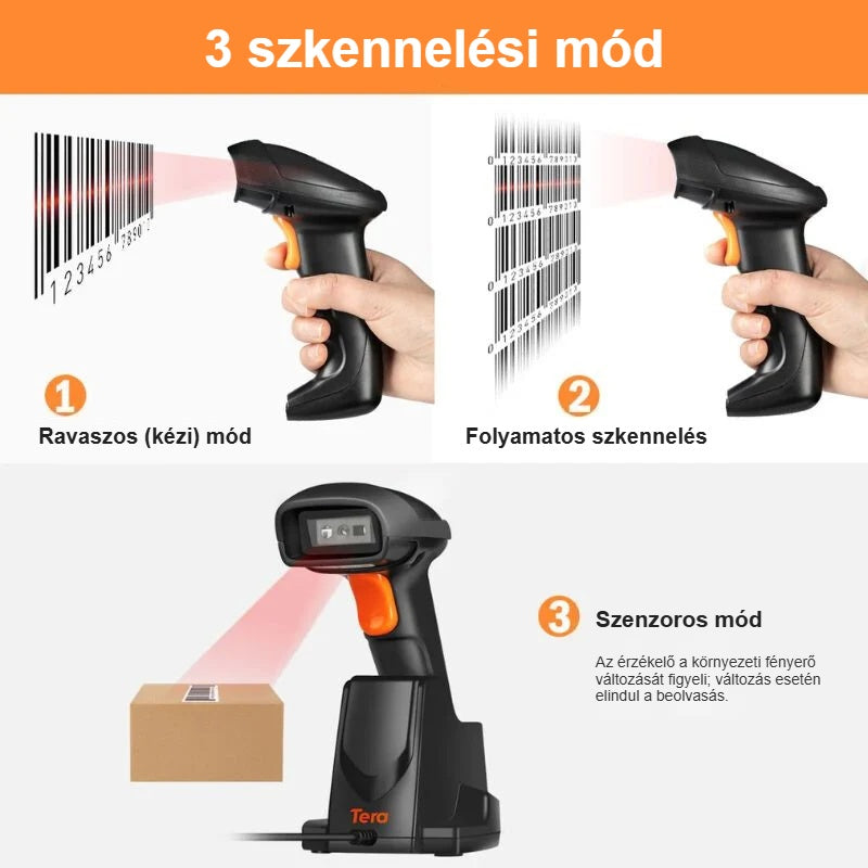 Három szkennelési mód: ravaszos, folyamatos és szenzoros