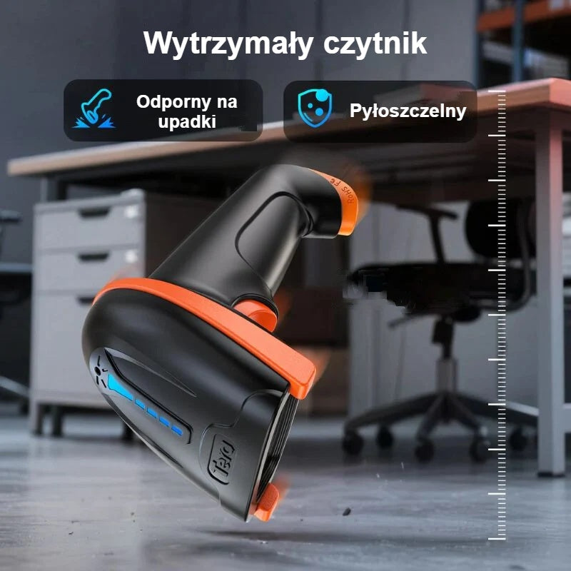 Odporny na upadki i pył czytnik kodów Tera L5100Y na ciemnym tle