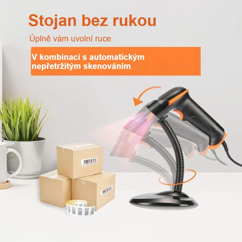 Čtečka čárových kódů na stojánku, automatické skenování krabic bez rukou