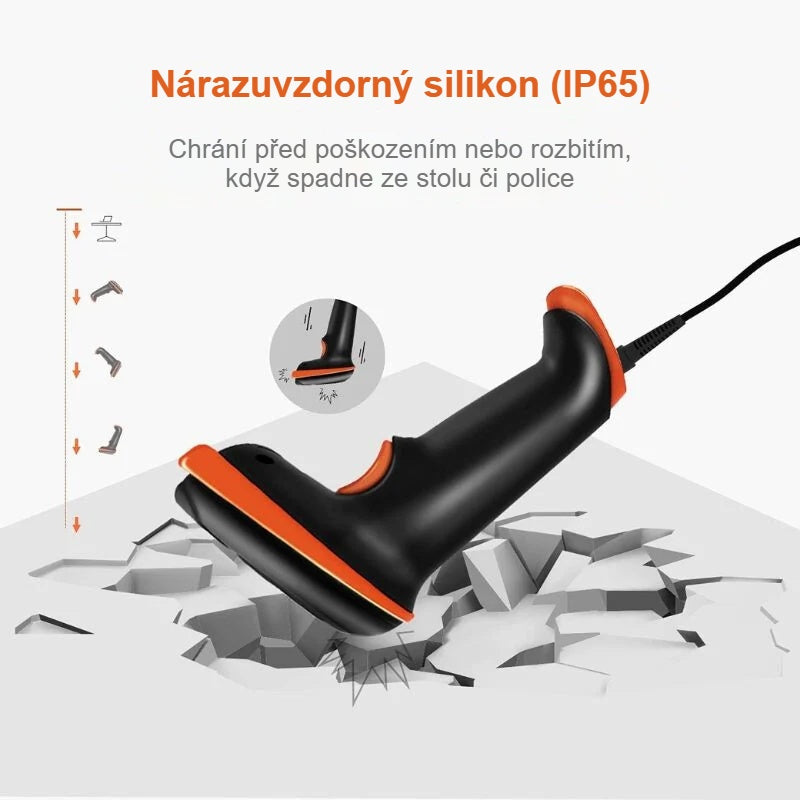 Čtečka čárových kódů s nárazuvzdorným silikonovým krytem IP65, ochrana proti pádu