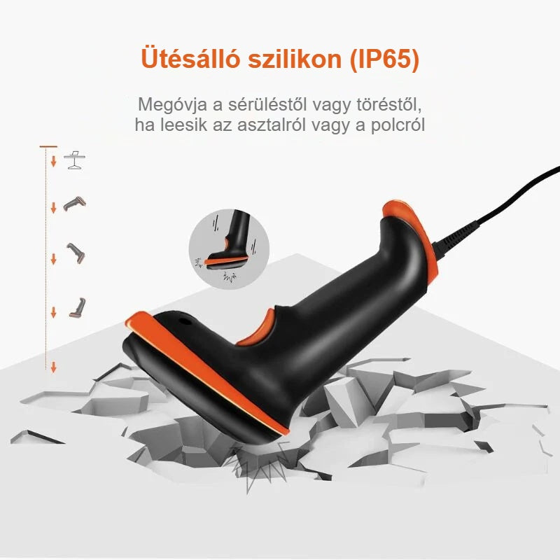 IP65 ütésálló szilikon borítású vonalkódolvasó, leesés elleni védelem