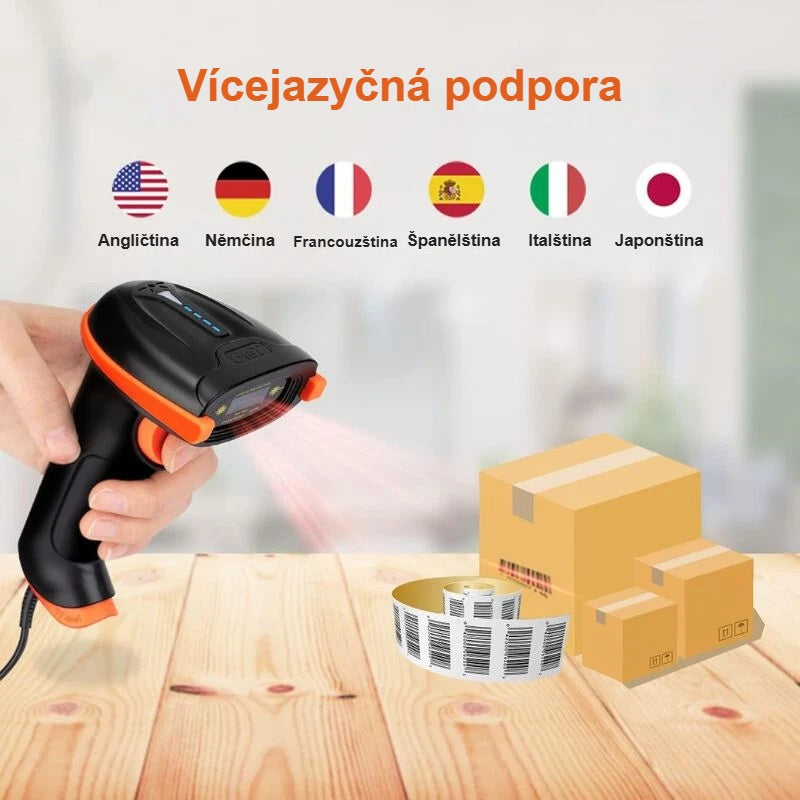 Vícejazyčná podpora rozložení klávesnice čtečky čárových kódů s vlajkami