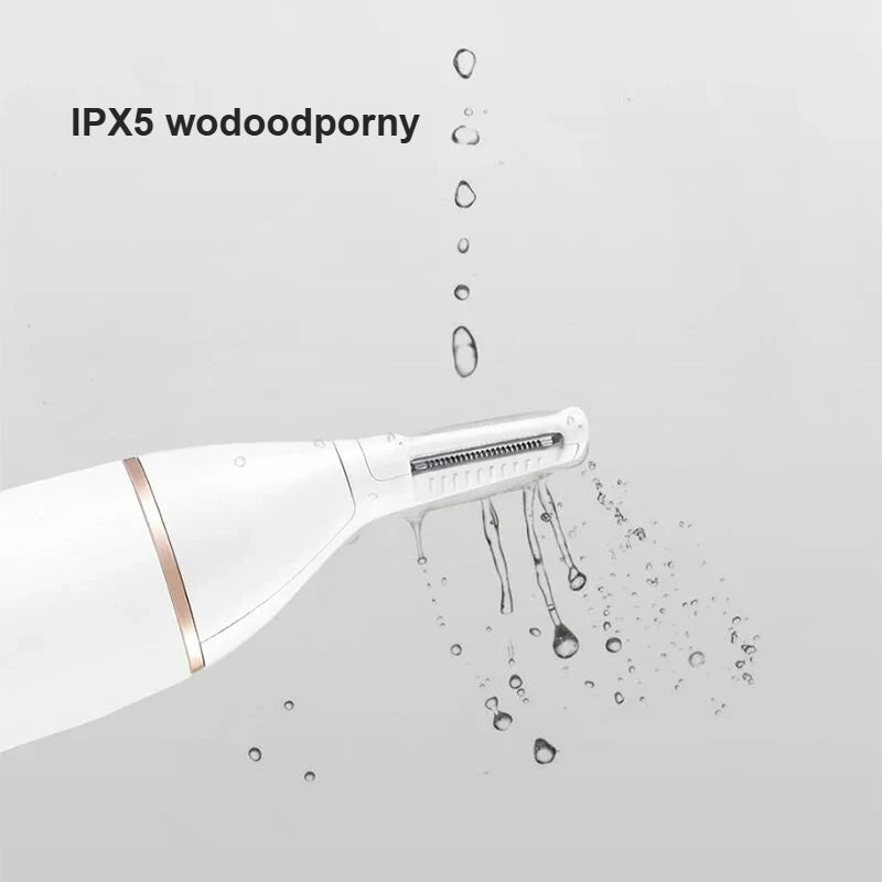 Wodoodporny trymer do nosa IPX5 z kroplami wody