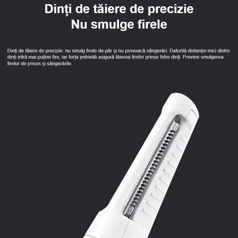 Dinții de tăiere de precizie ai trimmerului pentru nas, care nu smulg firele
