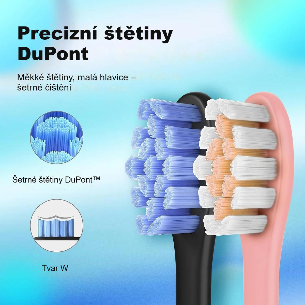 Hlavice elektrického kartáčku Oclean Find se štětinami DuPont zblízka