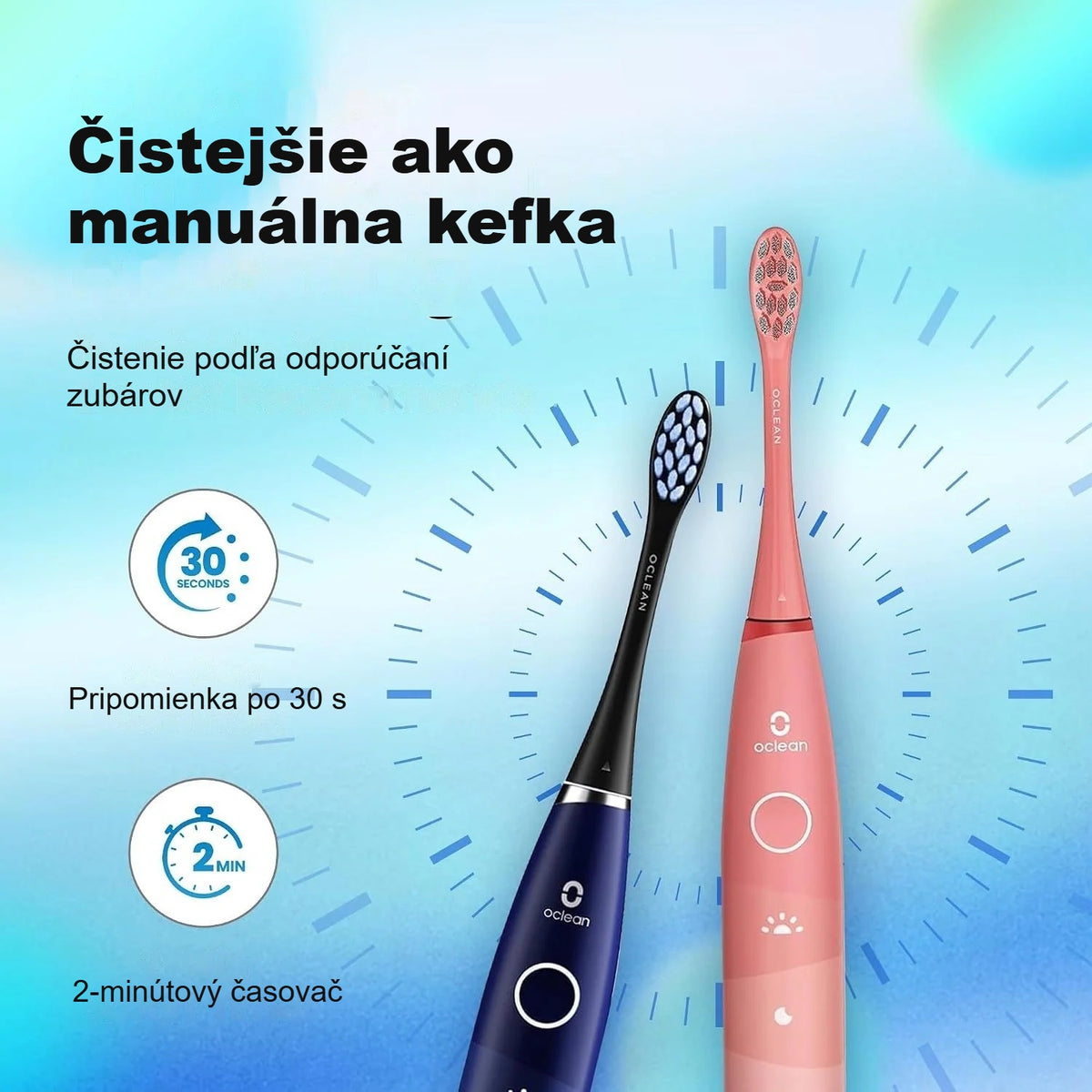 Modrá a ružová sonická elektrická zubná kefka vedľa seba
