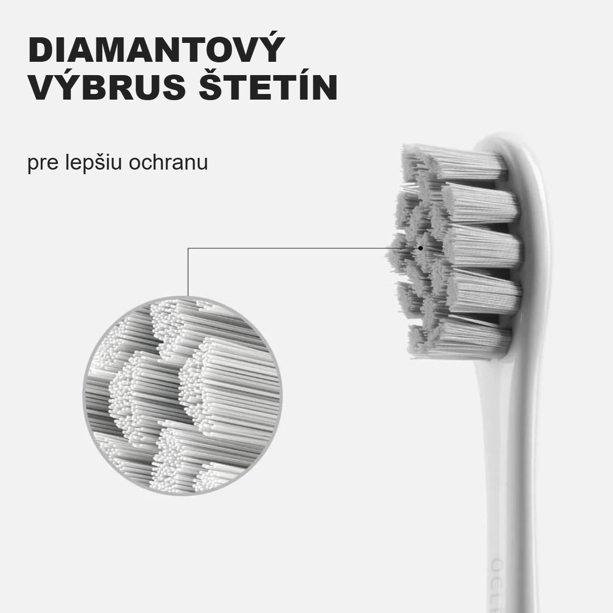 Diamantovo brúsené konce štetín náhradnej hlavice Oclean zblízka