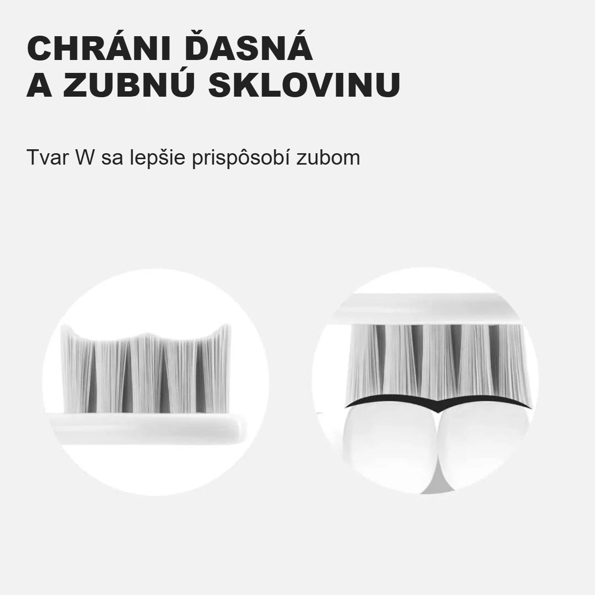 Profil štetín v tvare W náhradnej hlavice Oclean, ktorý sa lepšie prispôsobí zubom