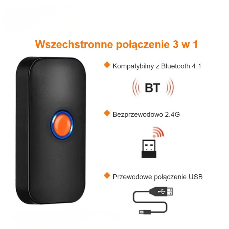 Połączenie 3 w 1 czytnika kodów: Bluetooth, bezprzewodowe 2.4G i USB