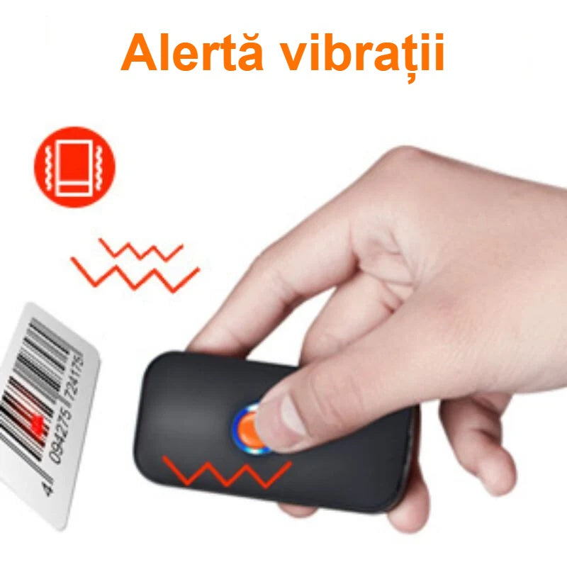Cititor de coduri de bare cu semnal prin vibrații, în timpul scanării unui cod