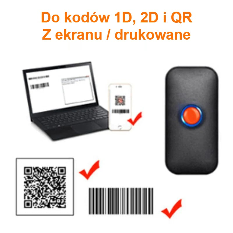 Czytnik kodów odczytuje kody 1D, 2D i QR z ekranu i z papieru