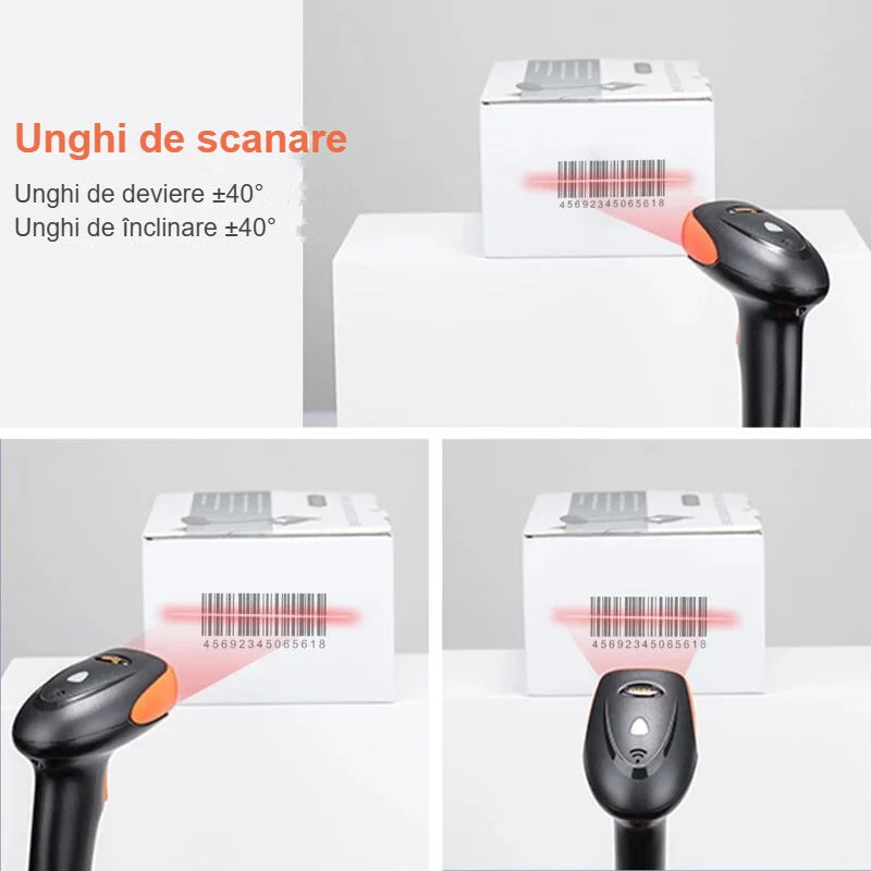 Unghiurile de scanare ale cititorului de coduri de bare, pe o schemă