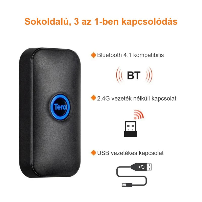 Vonalkódolvasó 3 az 1-ben kapcsolata: Bluetooth, 2.4G, USB